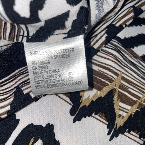 Tahari ASL Women’s Size 8 Brown Black White Tribal Geometric Print Midi Dress - Picture 5 of 7